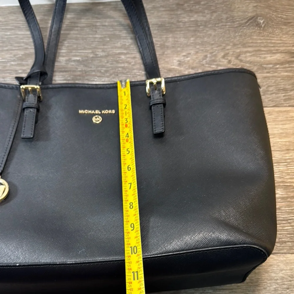 Michael Kors Black Saffiano Leather Tote with Gold Hardware